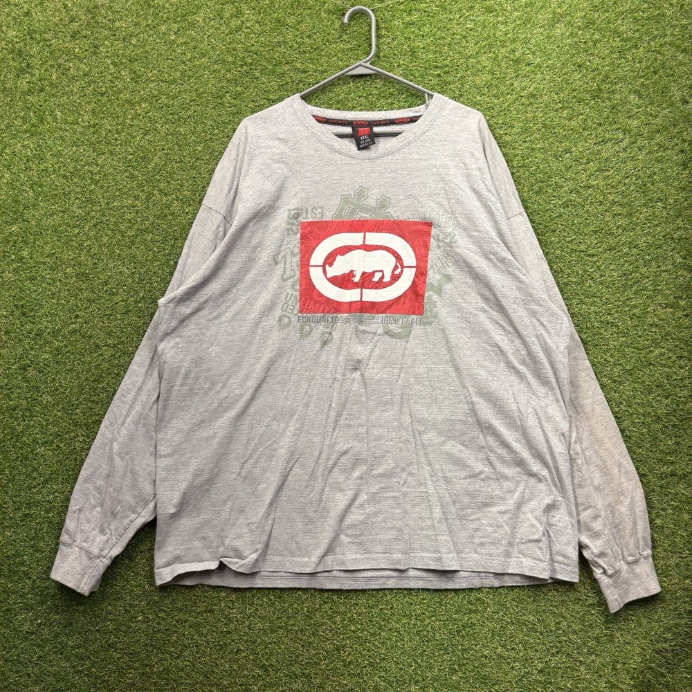 Ecko Unltd Shirt Mens 2XL Y2K Rino Graphic Hip Hop XXL Loose Baggy Longsleeve